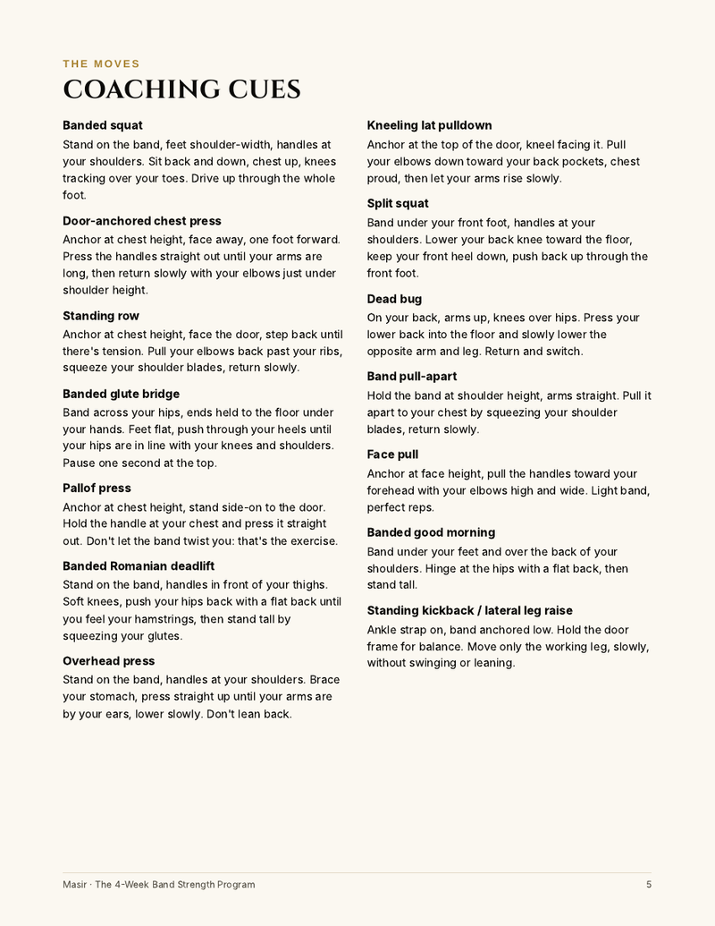 Coaching cues page
