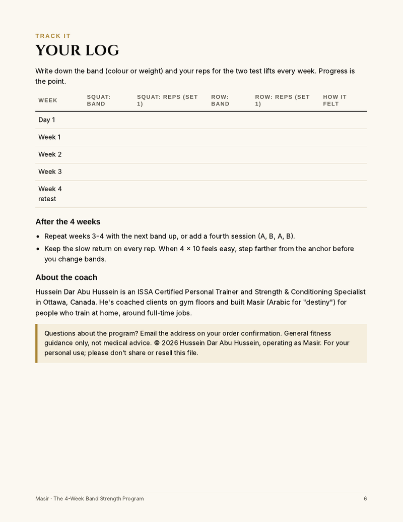 Progress log page