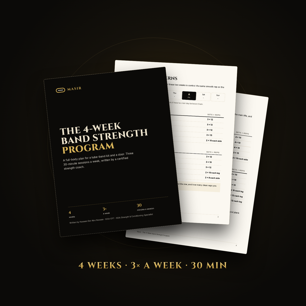 The 4-Week Band Strength Program by Masir, cover and pages