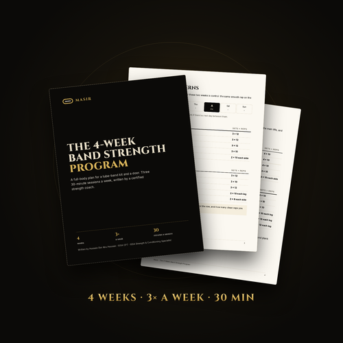 The 4-Week Band Strength Program by Masir, cover and pages