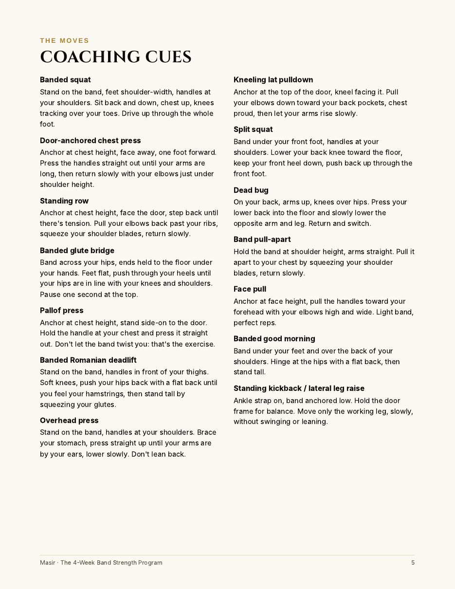 Coaching cues page