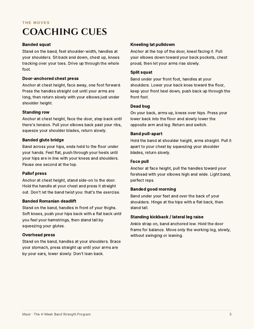 Coaching cues page